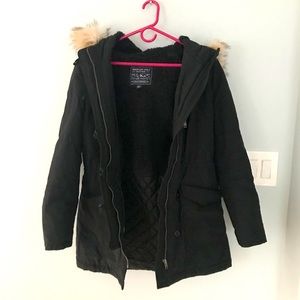 American Eagle Parka black with fur hood